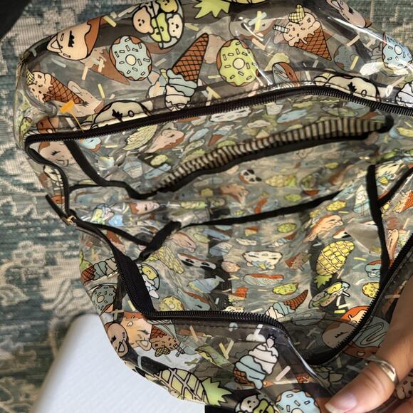 Betsy Johnson Backpack Large Clear Kawaii Cat Food Pineapple Ice‎ Cream Donut - Picture 2 of 8